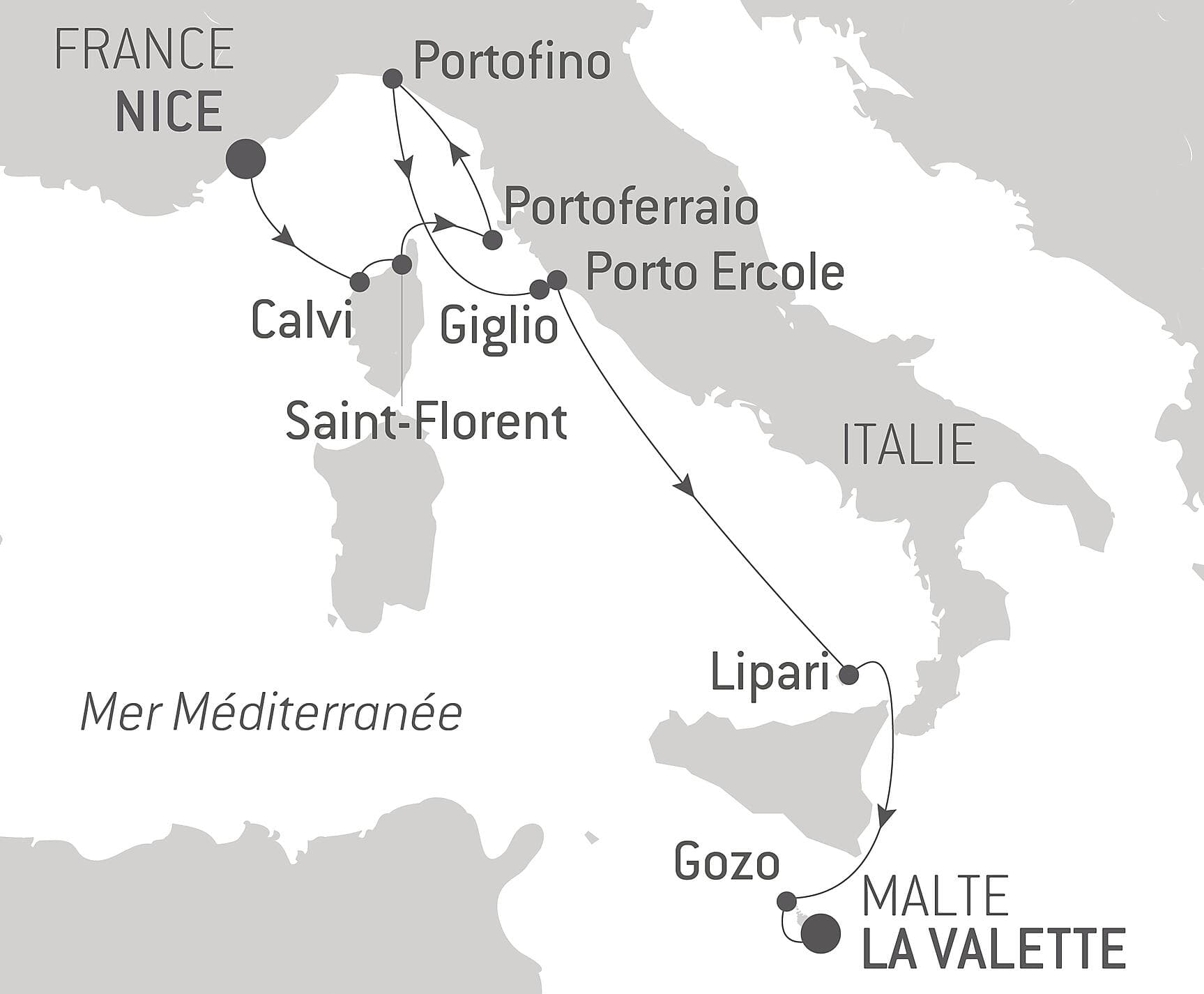 Malte, rivages italiens et île de Beauté