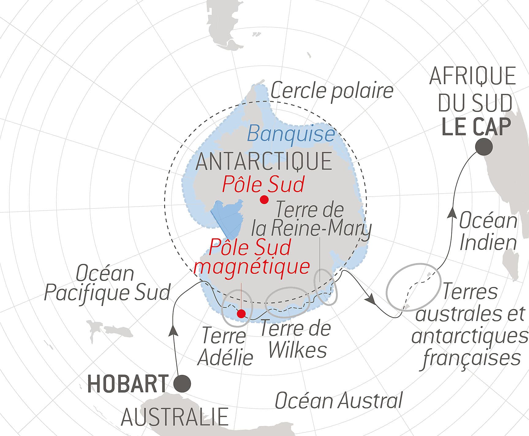 Côte est inexplorée de l’Antarctique et terres australes françaises