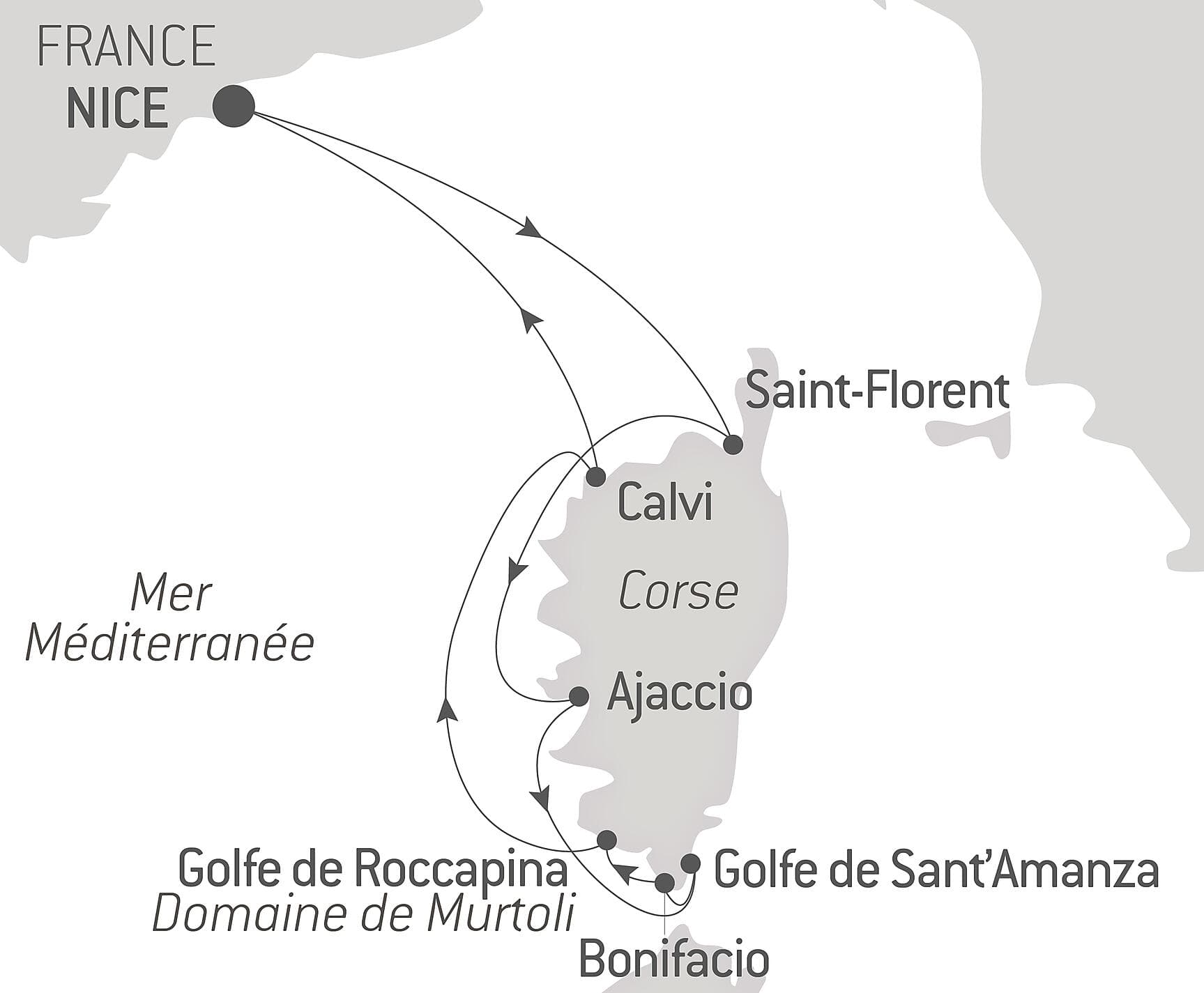 Rivages corses sous les voiles du Ponant