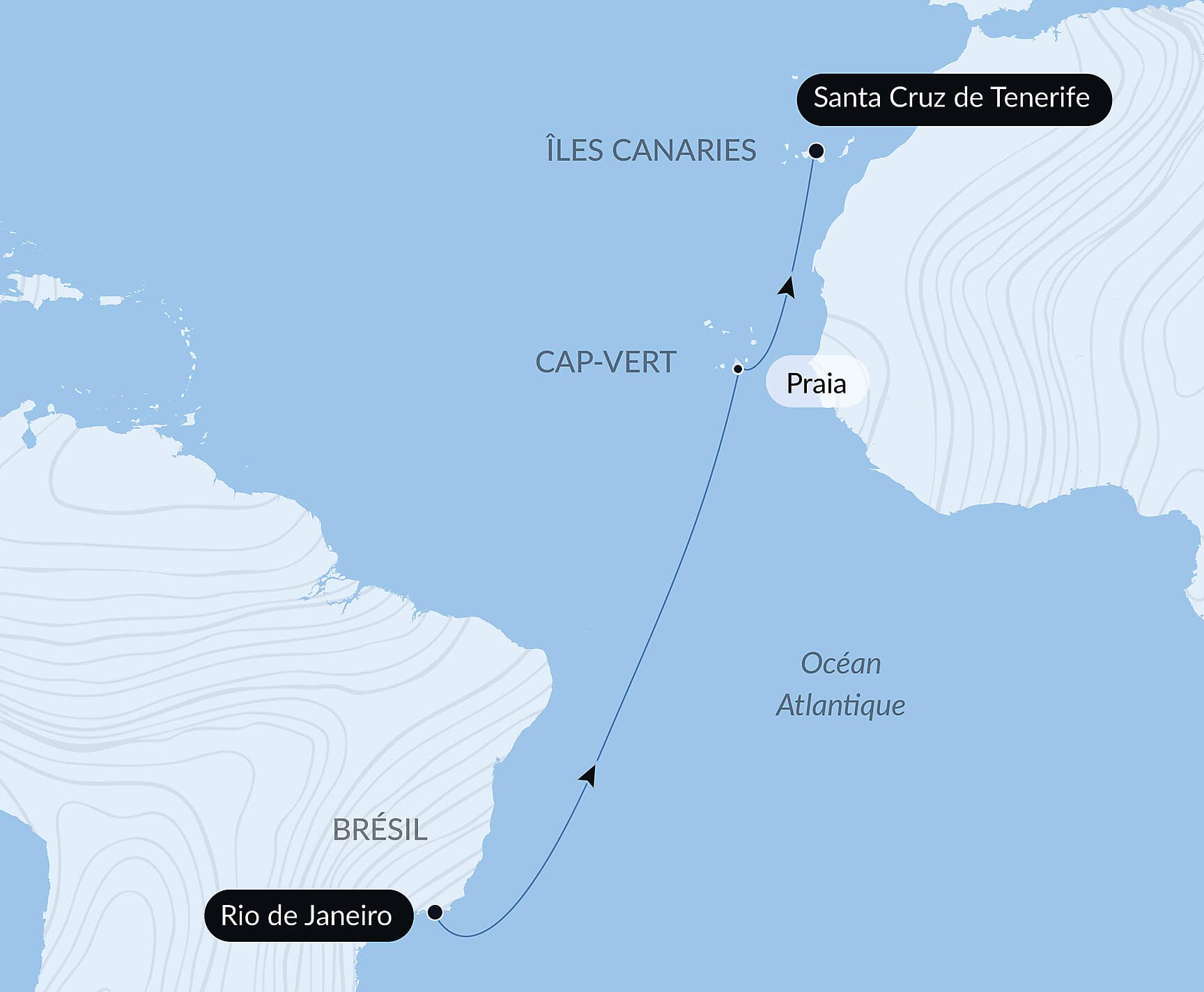 Voyage en Mer : Rio de Janeiro-Santa Cruz de Tenerife